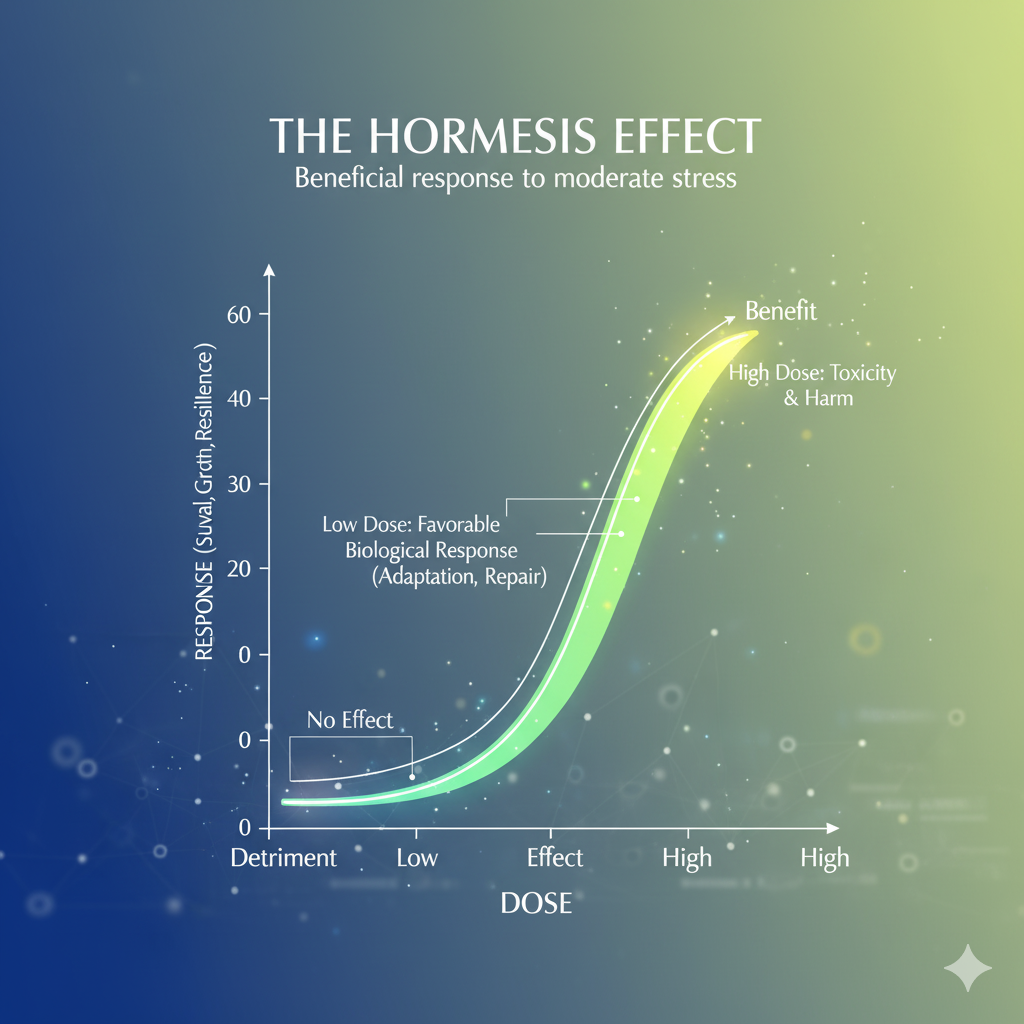 Abstract scientific graph representing the Hormesis theory